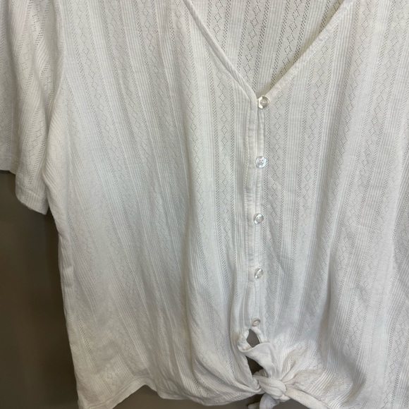 Sanctuary white Pointelle Tie Tee 100% cotton size M - Picture 5 of 12